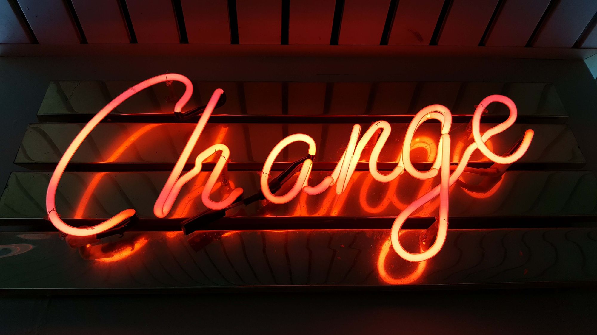 A neon 'change' sign