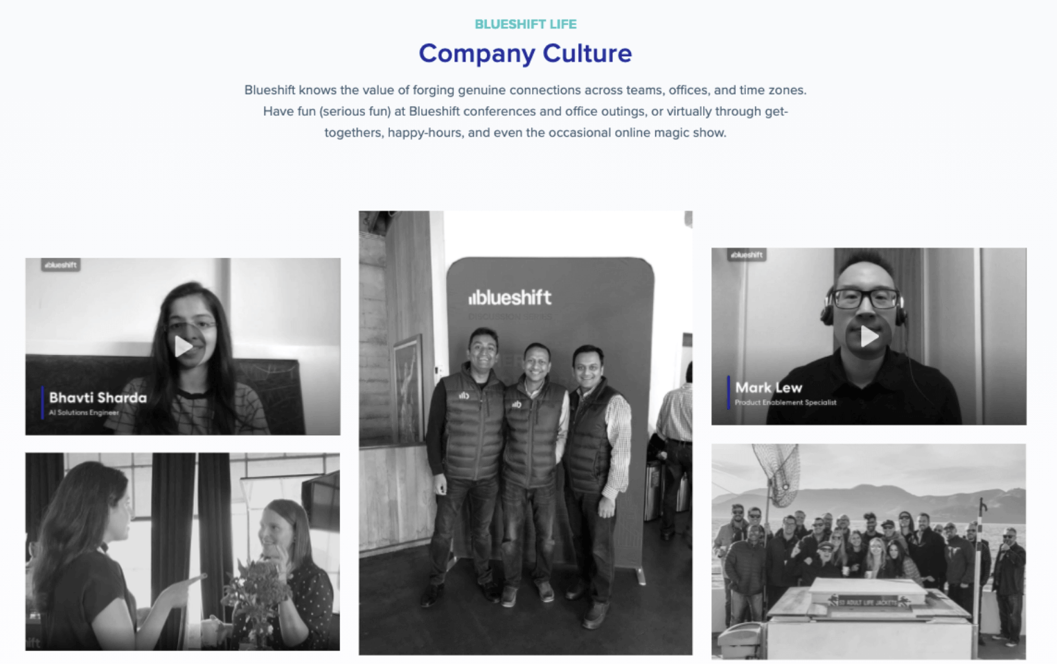 Blueshift company culture page.