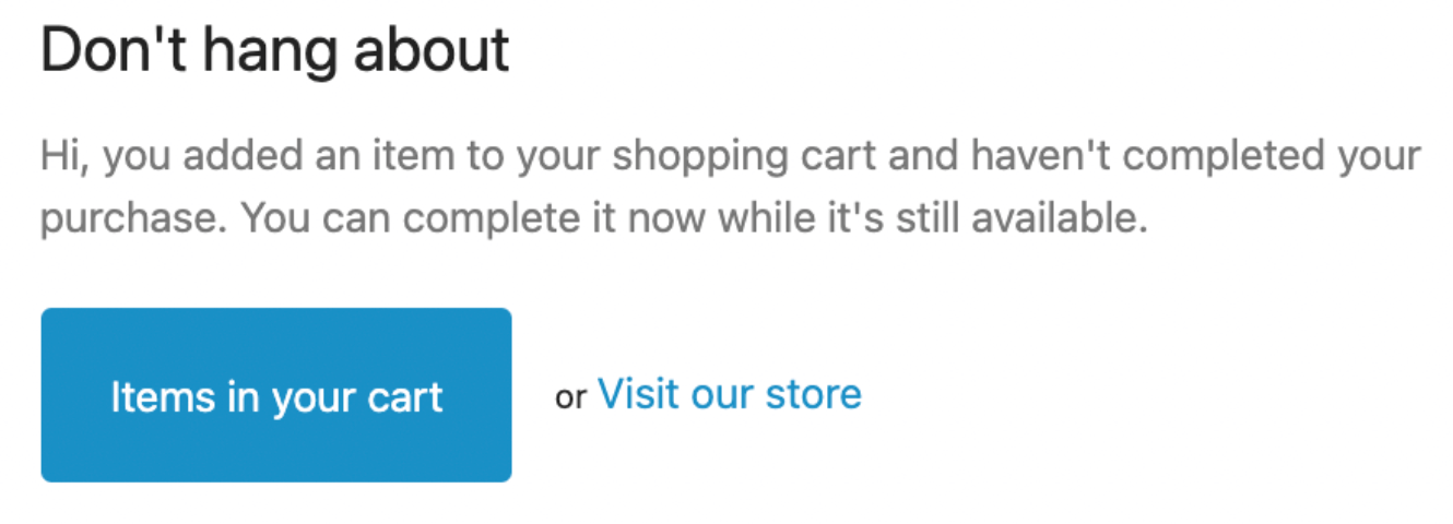 Abandoned cart email marketing example.