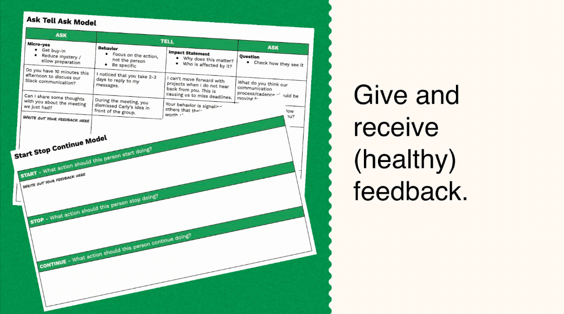 Learn how to give and receive feedback.