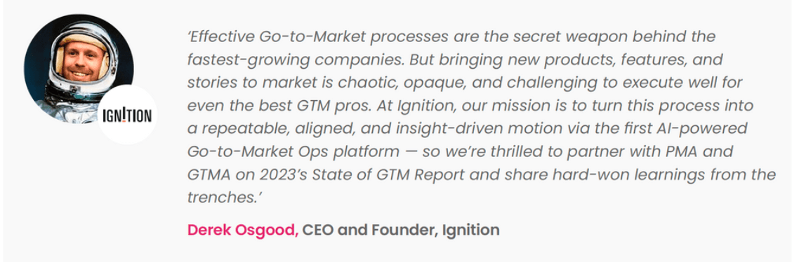 Quote from CEO and Founder of Ignition, Derek Osgood.