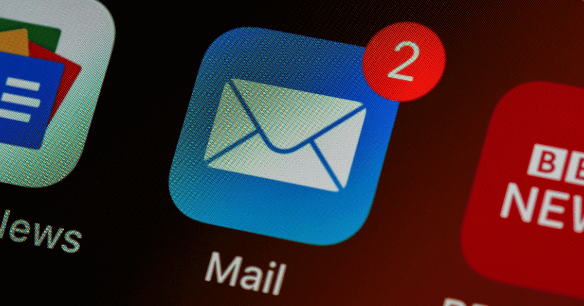 Mail icon on smartphone screen