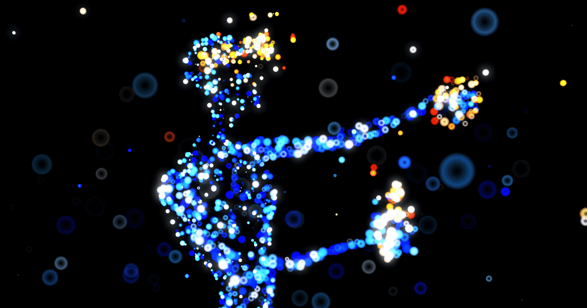 Highly stylized photo of a person wearing a headset and holding controls.