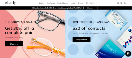 Discounts and coupons are among the most straightforward and effective B2C incentives. Example: Glasses brand 'Clearly'.