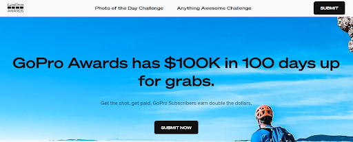 Contests and challenges encourage a brand's community to provide user generated content. Example: GoPro.