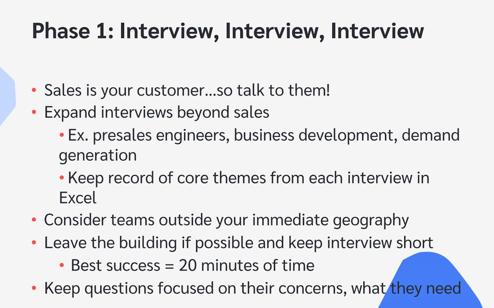 Interviews are key to unlocking insights for sales enablement.